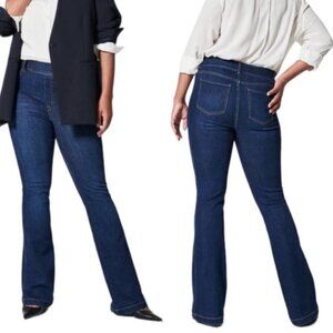 NWT SPANX 20327Q Flare Midnight Shade Pull-on Stretch Denim Jeans Size 1X Petite